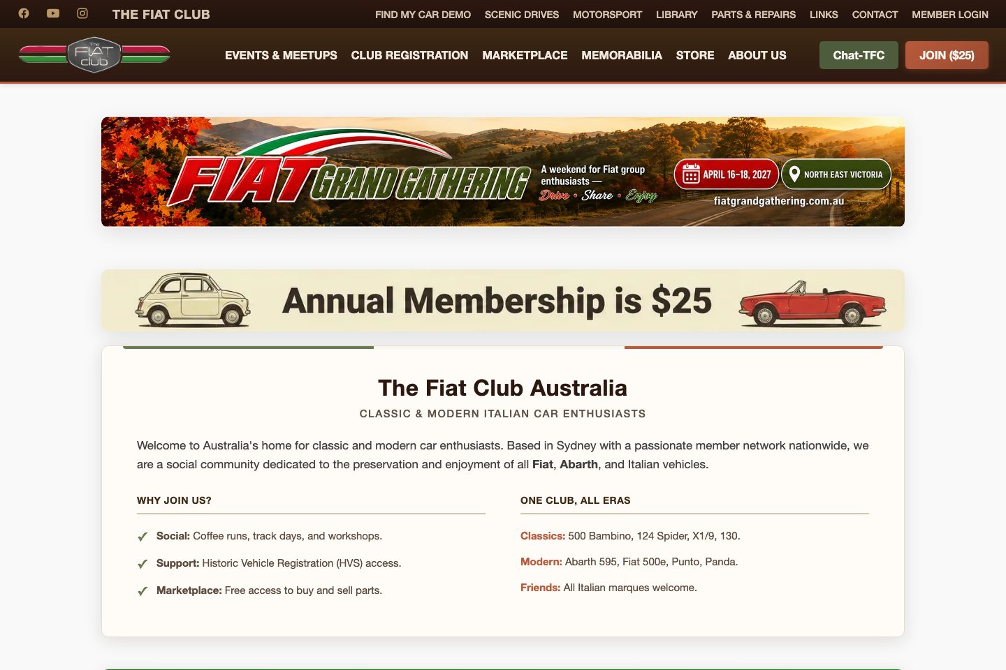 Screenshot of fiatclub.net.au