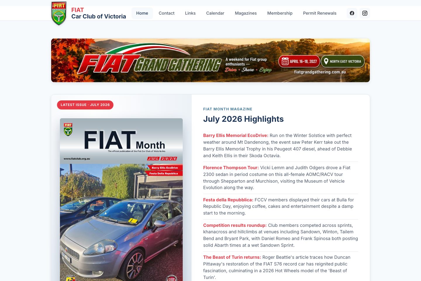 Screenshot of fiatclub.org.au